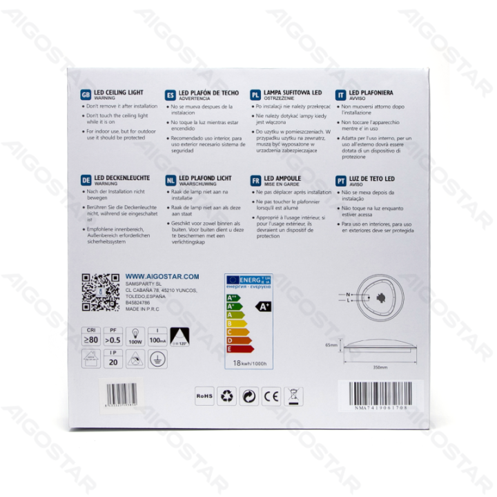 LED Lubinis šviestuvas 18W 3000K