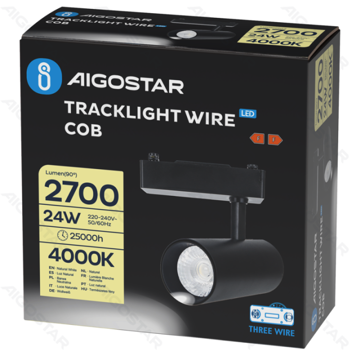 LED Trijų laidų bėginis šviestuvas baltas 24W