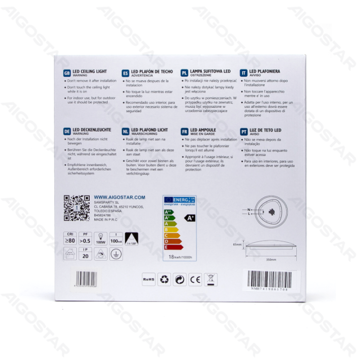 LED Lubinis šviestuvas 18W 4000K