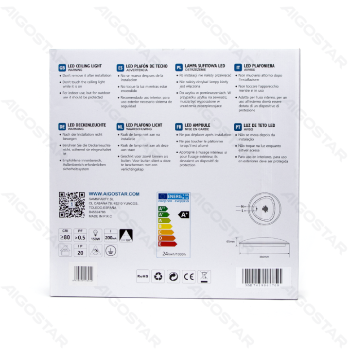 LED Lubinis šviestuvas 24W 3000K