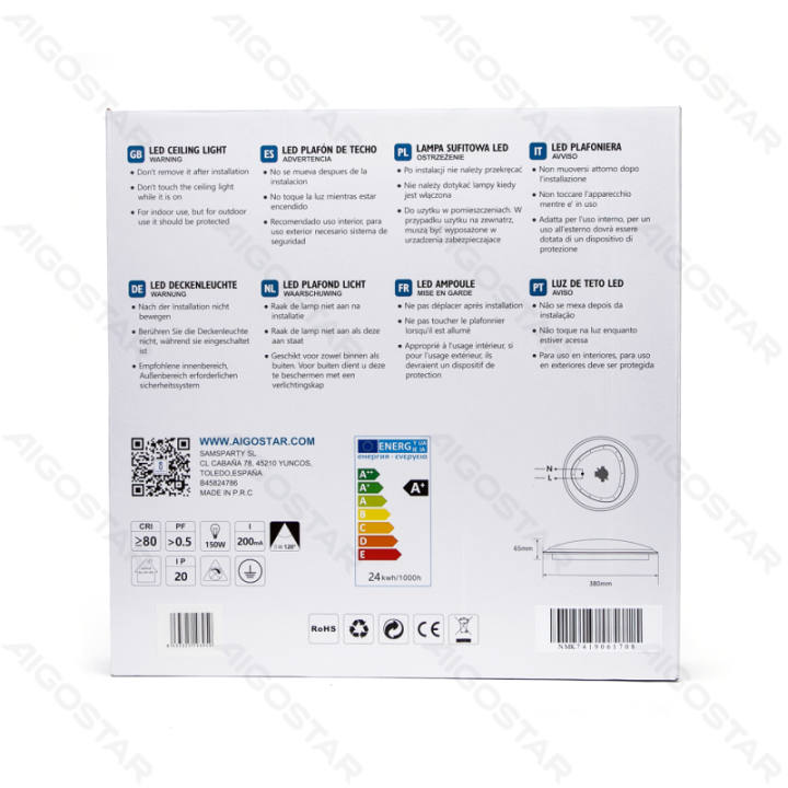 LED Lubinis šviestuvas 24W 4000K