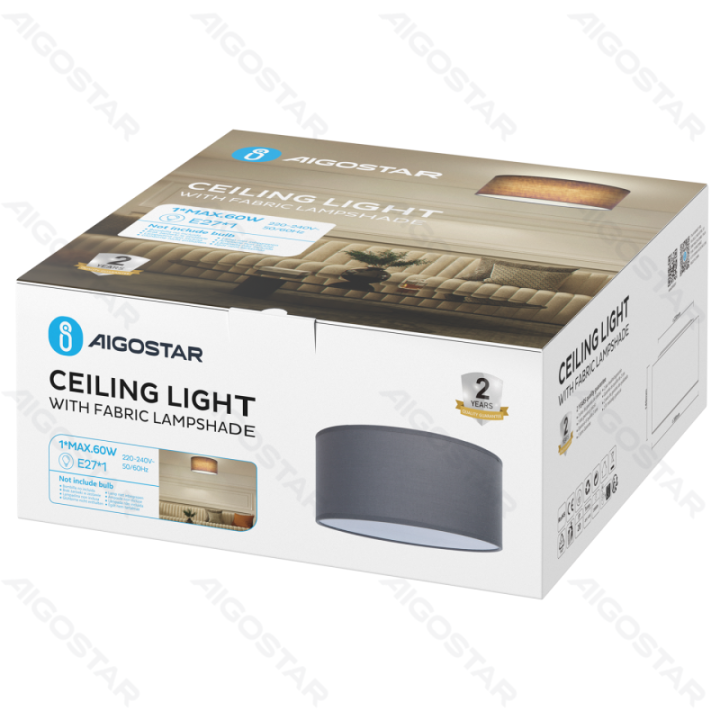 Cloth cover ceiling lights (without light source) E27