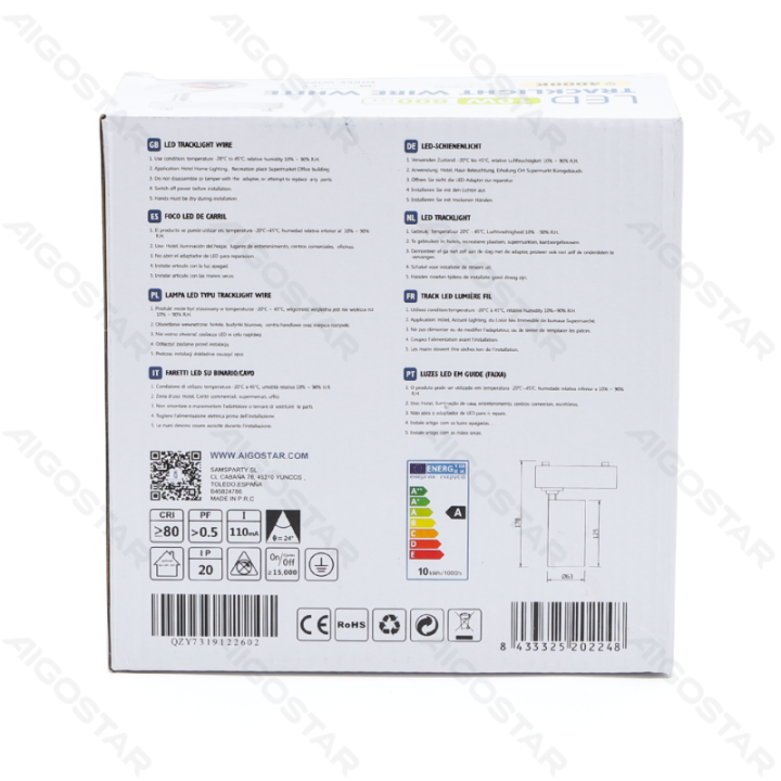 LED Trijų laidų bėginis šviestuvas baltas 10W