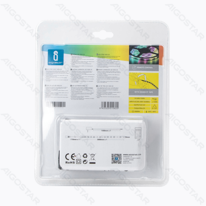 LED žemos įtampos juostinis šviestuvas 3m RGB