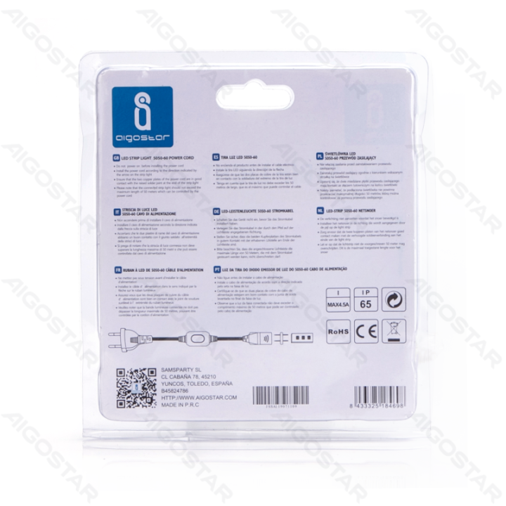 High-voltage Strip Light 5050-60-230V Power Cord