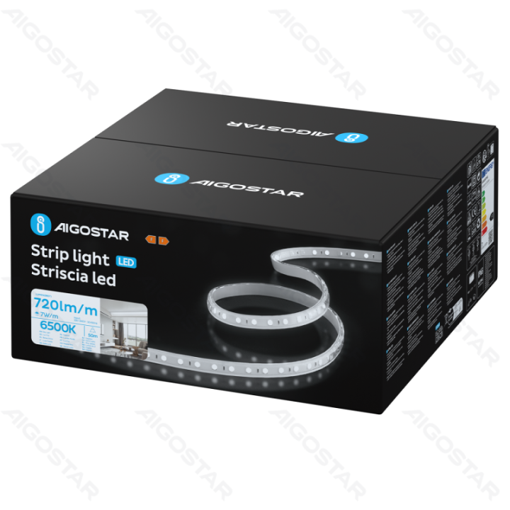 LED juostelė su integruotu grandynu LED 5050-60 balta 50m 10mm