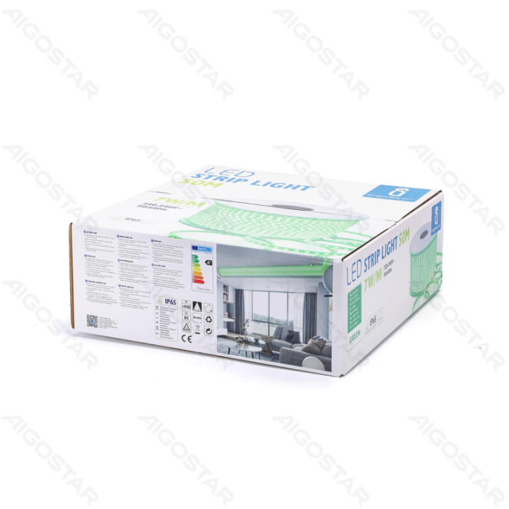 LED juostelė su integruotu grandynu LED 5050-60 žalia 50m 10mm