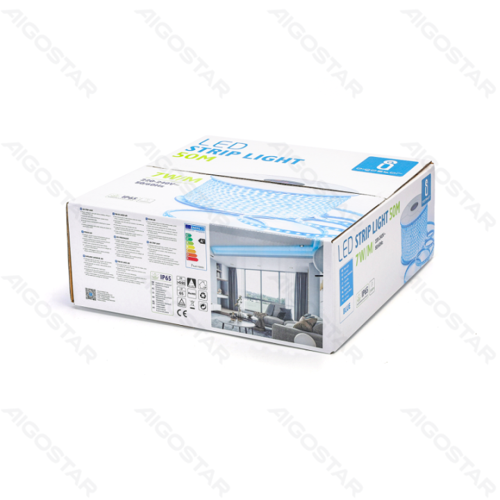 Integruoto grandyno LED juostinis šviestuvas 5050-60 mėlyna 50m 10mm