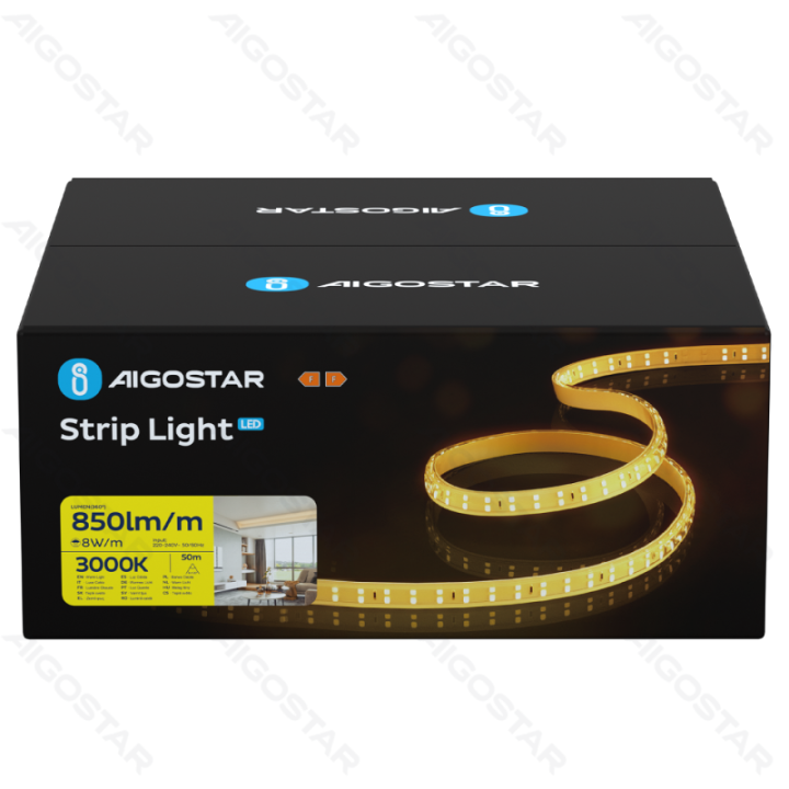 Integrated Circuit LED Strip Light 2835-180 Double Row Yellow 50m 10mm