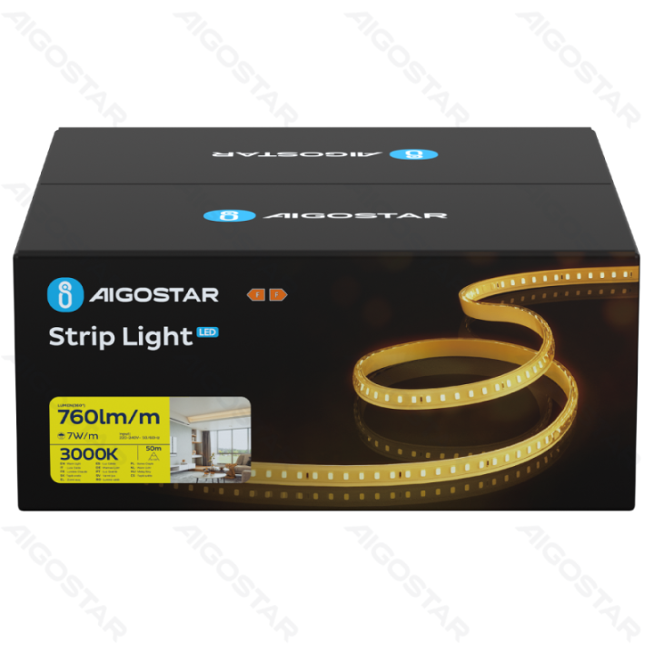 Integruoto grandyno LED juostinė lempa 2835-120 Geltona 50m 8mm