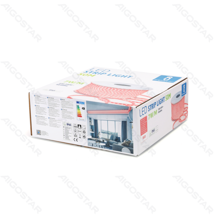 Integruoto grandyno LED juostinė lempa 2835-120 Raudona 50m 8mm