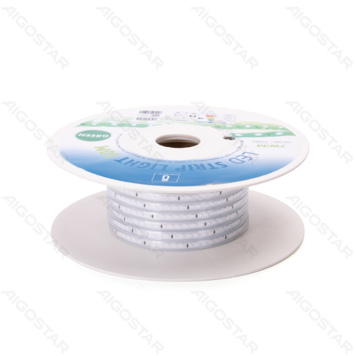 Integruoto grandyno LED juostinė lempa 2835-120 Žalia 50m 8mm
