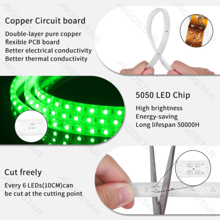 Integrated Circuit LED Strip Light 2835-120 Green 50m 8mm