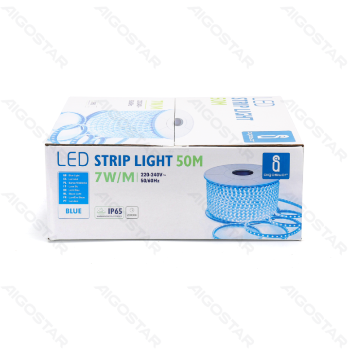 Integruoto grandyno LED juostinė lempa 2835-120 Mėlyna 50m 8mm