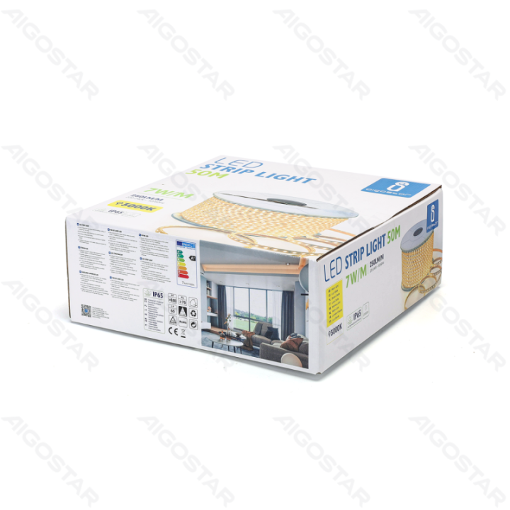 Integruoto grandyno LED juostinė lempa 2835-60 Geltona 50m 8mm