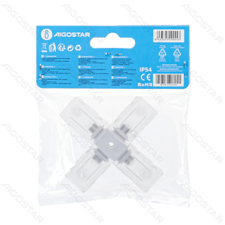Integrated circuit LED strip light  cross connector 10mm