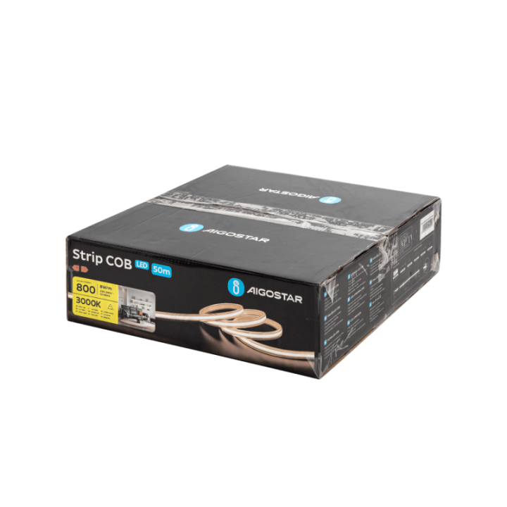LED Integruoto grandyno COB juostinė lempa 50m 8mm 3000k