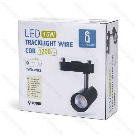 LED Dviejų laidų bėginis šviestuvas, juodas, 15W