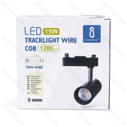 LED Dviejų laidų bėginis šviestuvas, juodas, 15W