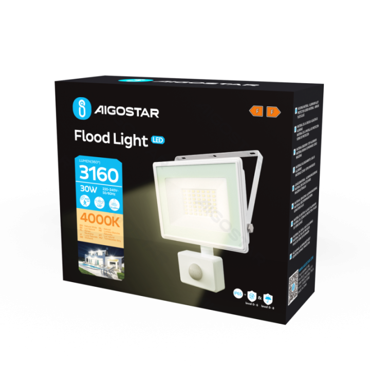 LED sensor floodlight 30W 2700lm 4000K IP65