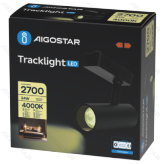 LED Dviejų laidų bėgelinis šviestuvas juodas 24W