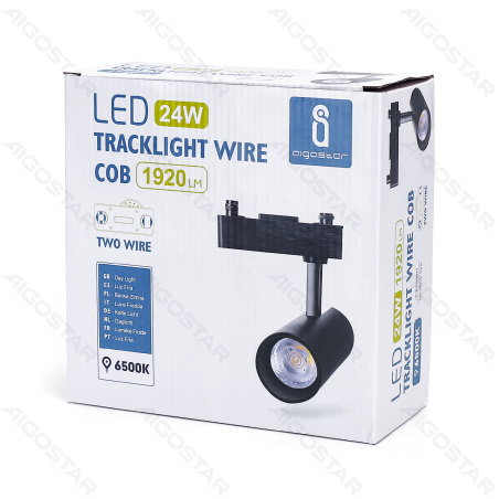 LED Dviejų laidų bėginis šviestuvas, juodas, 24W
