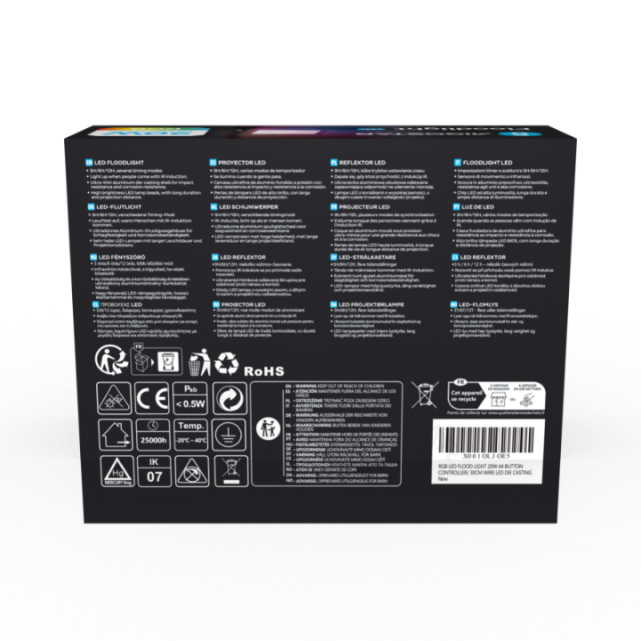 LED prožektorius 20W RGB IP65