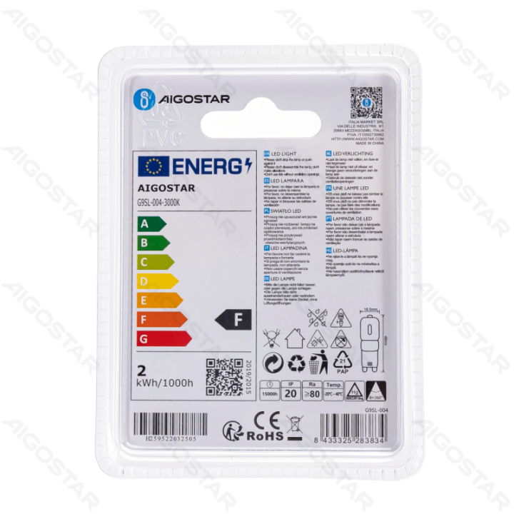 LED LED šviestukai (Pieninė balta) G9 2W 2pcs