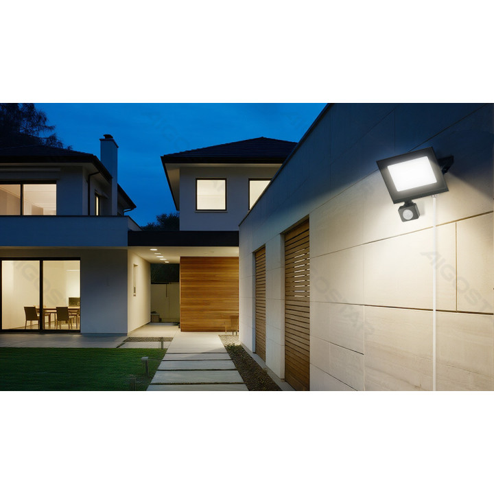 LED sensorinis prožektorius-20W-4000K-1800lm-IP65-Šviesai jautrus ir žmogaus kūno jutiklis