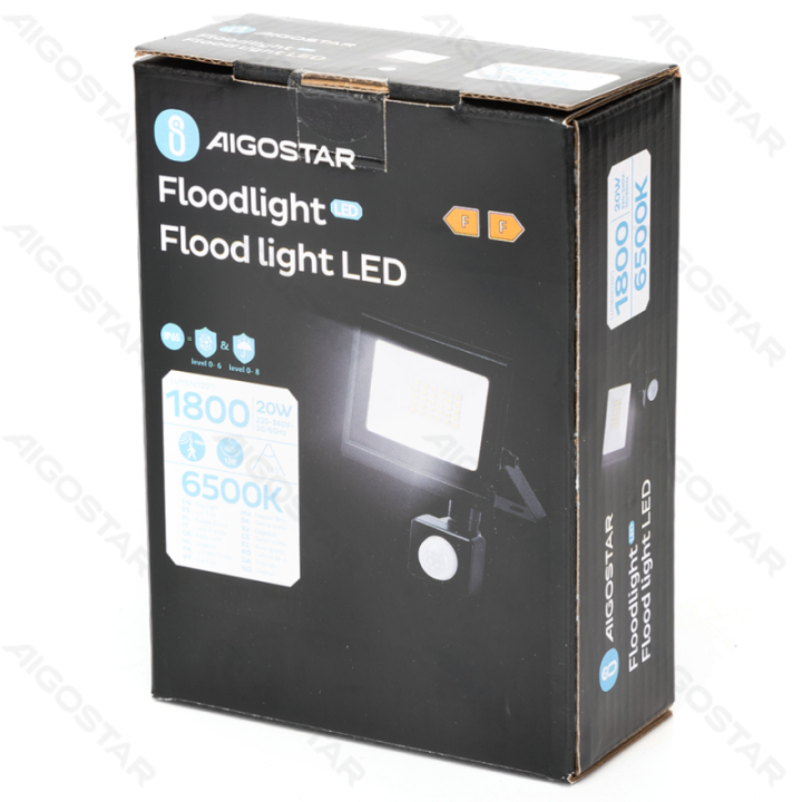 LED sensor flood light-20W-6500K-1800lm-IP65-Light sensitive induced&Human body sensor
