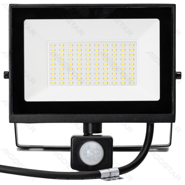LED sensor flood light-50W-4000K-4500lm-IP65-Light sensitive induced&Human body sensor