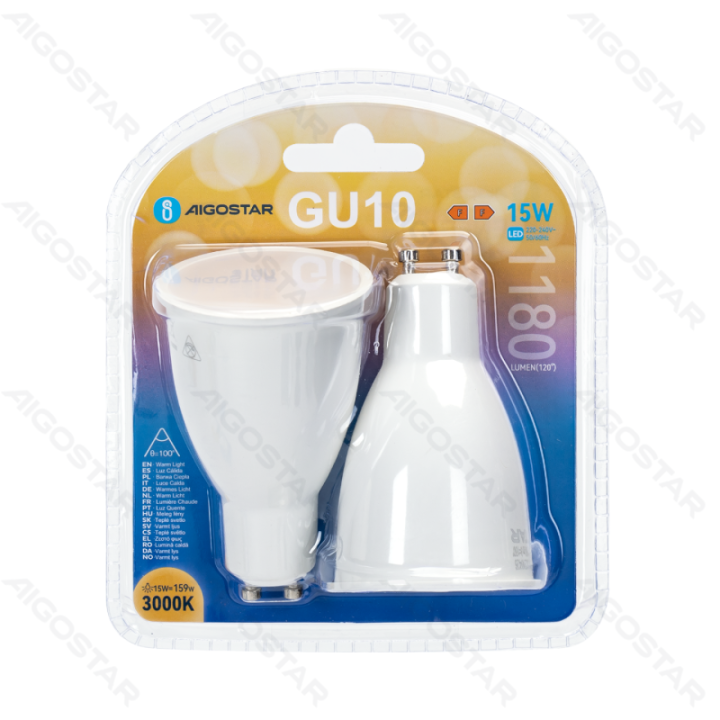 LED GU10 15W 1180lm 3000K 2pcs