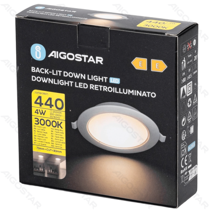 E6 LED  Flush-mounted Round Downlight 4W Yellow Light