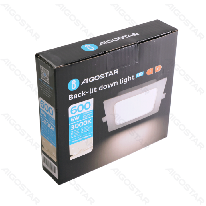 E6 LED  Flush-mounted Square Downlight 6W Yellow Light