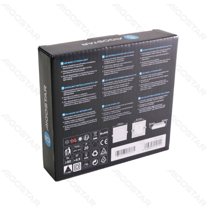 E6 LED  Flush-mounted Square Downlight 6W Yellow Light