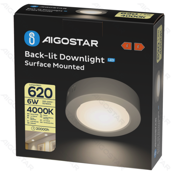 E6 LED  Surface-mounted Round Downlight 6W Natural Light