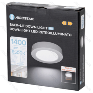 E6 LED Paviršinis apvalus downlight 12W Balta šviesa