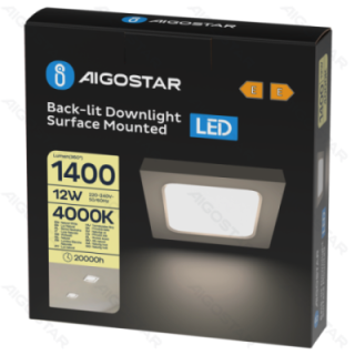 E6 LED  Surface-mounted Square Downlight 12W Natural Light