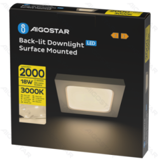 E6 LED  Surface-mounted Square Downlight 18W Yellow Light