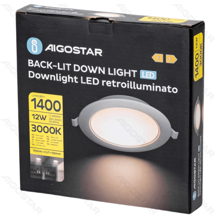 E6 LED Įleidžiamas apvalus downlight 12W Šilta balta