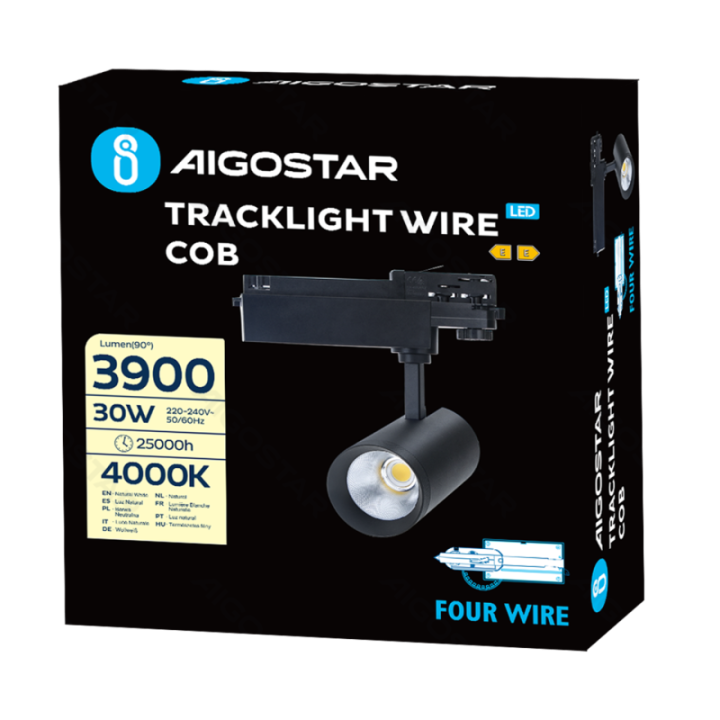 LED Four-wire Track Light Black 30W