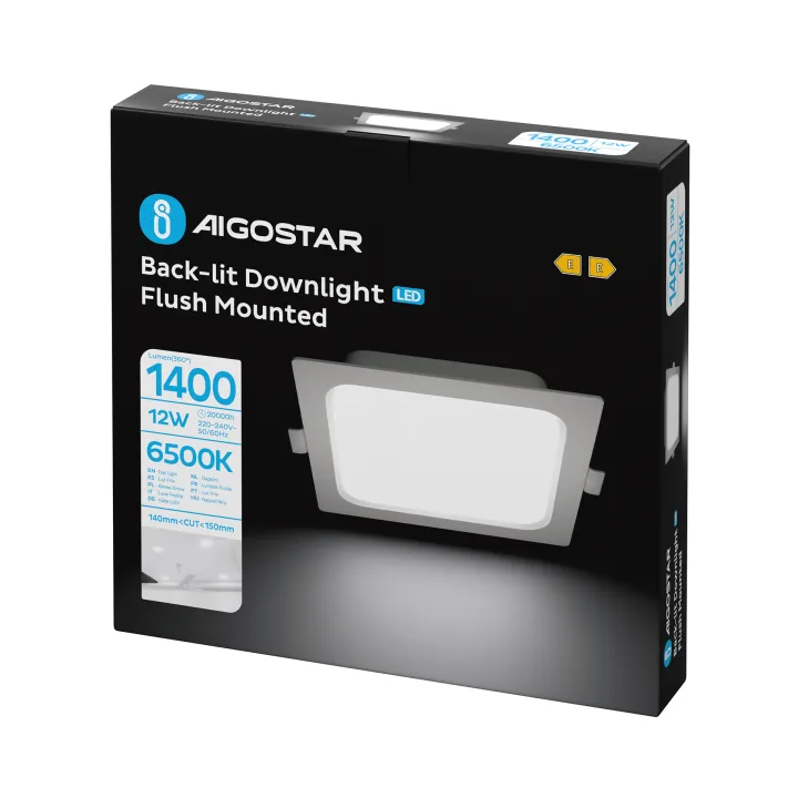 E6 LED Flush-mounted Square Downlight 12W White Light