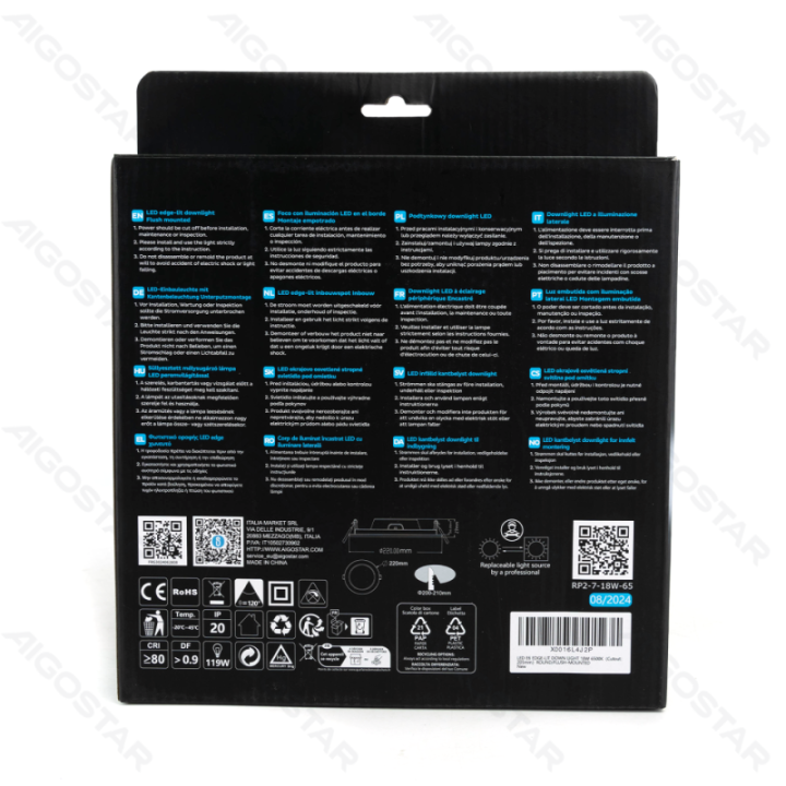 E6 LED Ultra-thin Flush-mounted Round Downlight 18W White Light