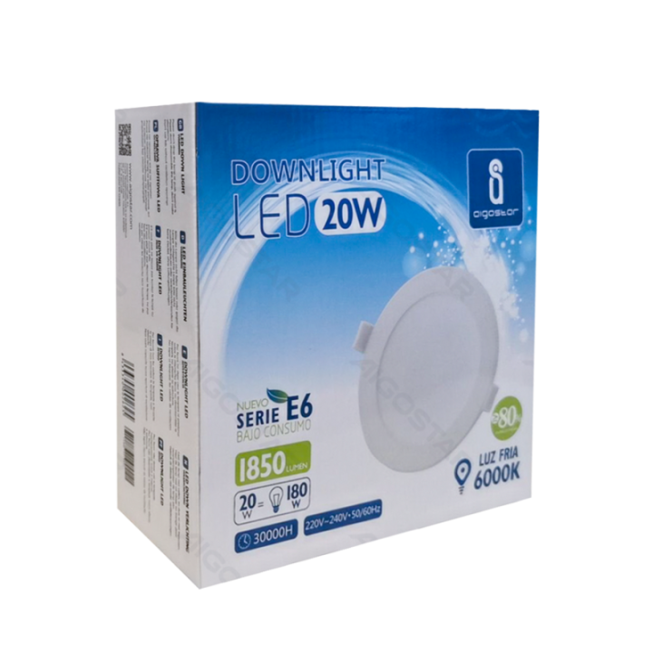 E6 LED Įleidžiamas apvalus šviestuvas 20W Balta šviesa