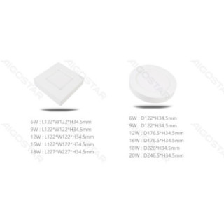 E6 LED  Surface-mounted Square Downlight 12W White Light