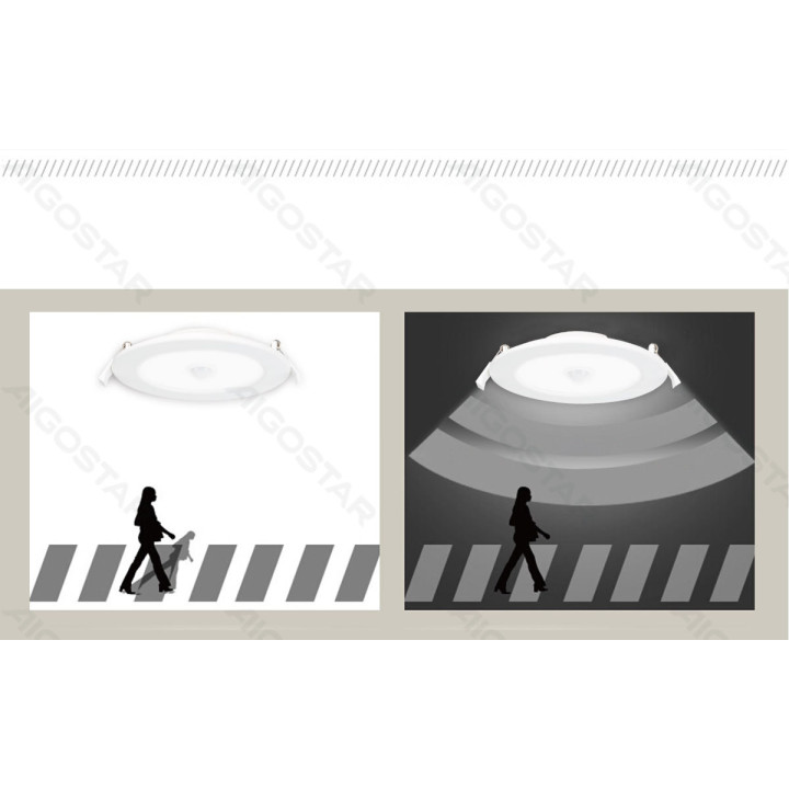 E6 LED  Flush-mounted Round Downlight with Sensor 12W Yellow Light