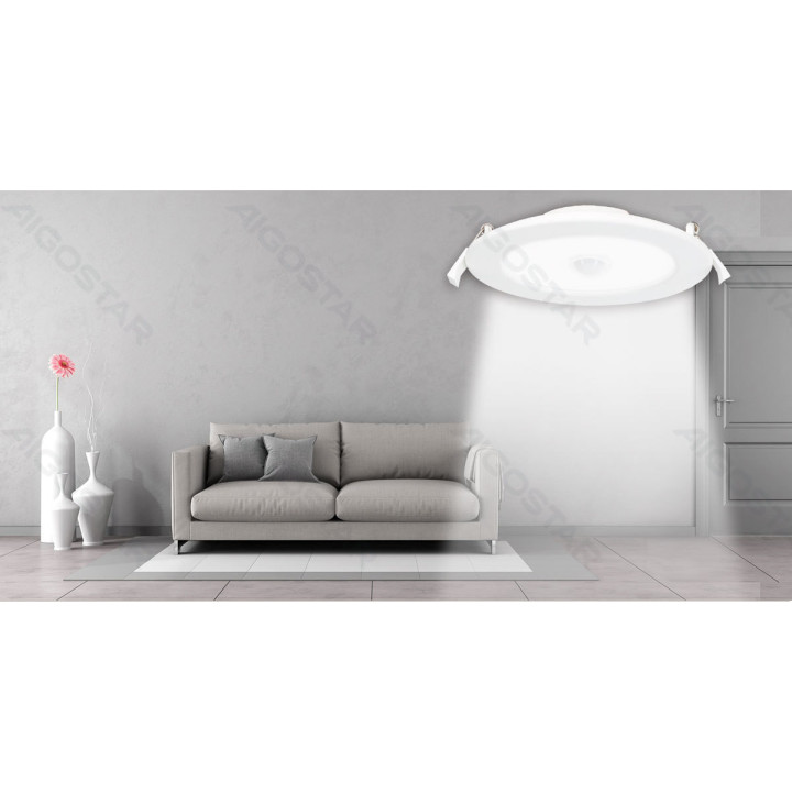 E6 LED Įleidžiamas apvalus šviestuvas su jutikliu 24W Balta šviesa