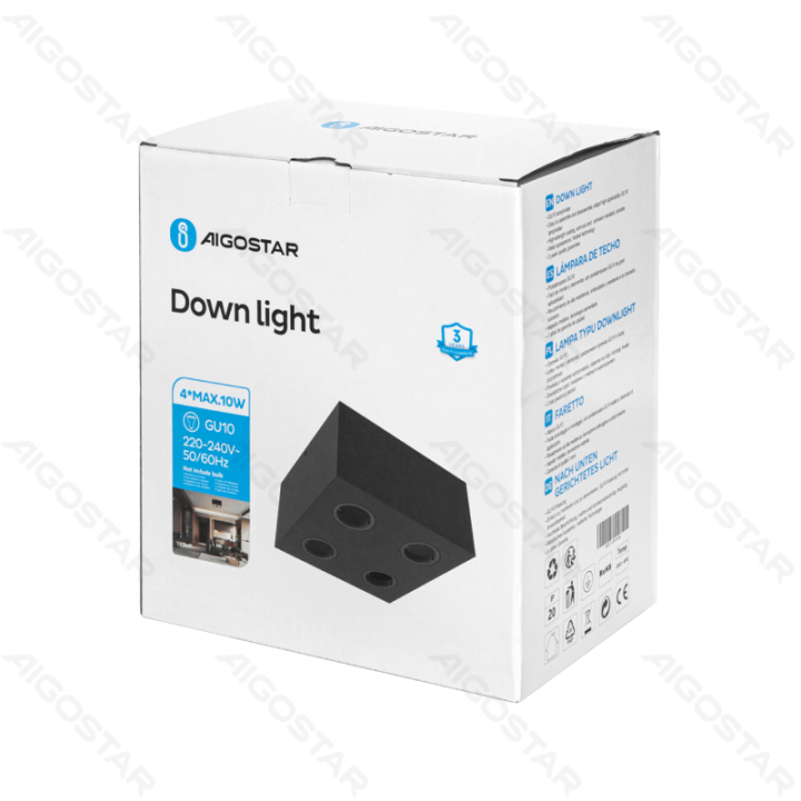 Metalinė keturkryptė paviršinė šviestuvo detalė GU10*4 (neįskaičiuota)