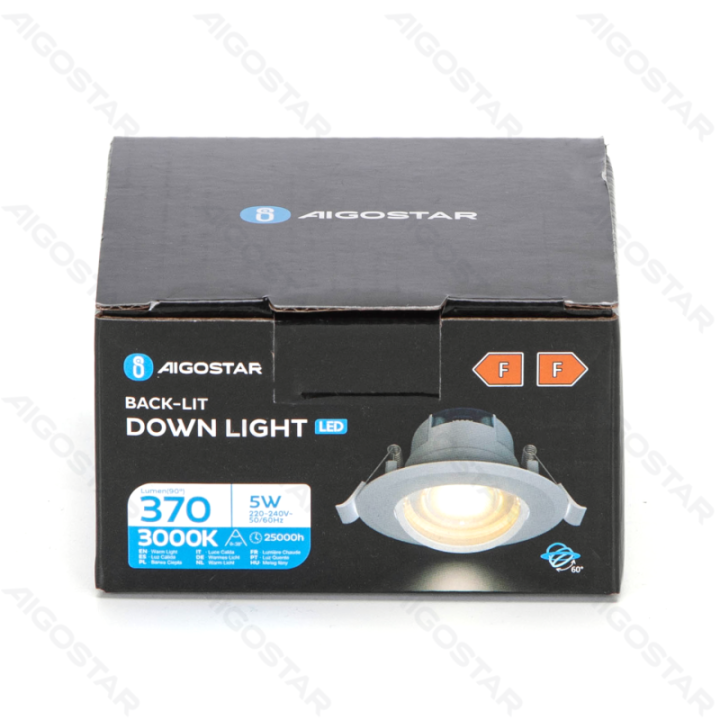 LED  Flush-mounted Round Downlight with Adjustable Angle 5W Yellow Light