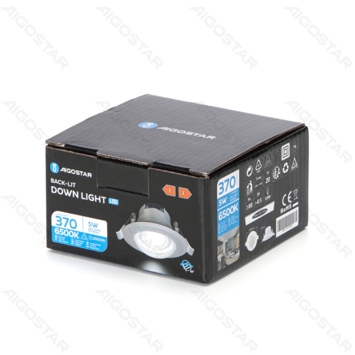 LED Įleidžiamas apvalus šviestuvas su reguliuojamu kampu 5W balta